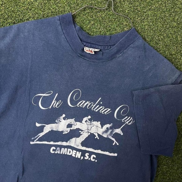 Vintage 70s Hanes Beefy The Carolina Cup Camden S.C. Horse Racing Tee Shirt - Picture 1 of 7